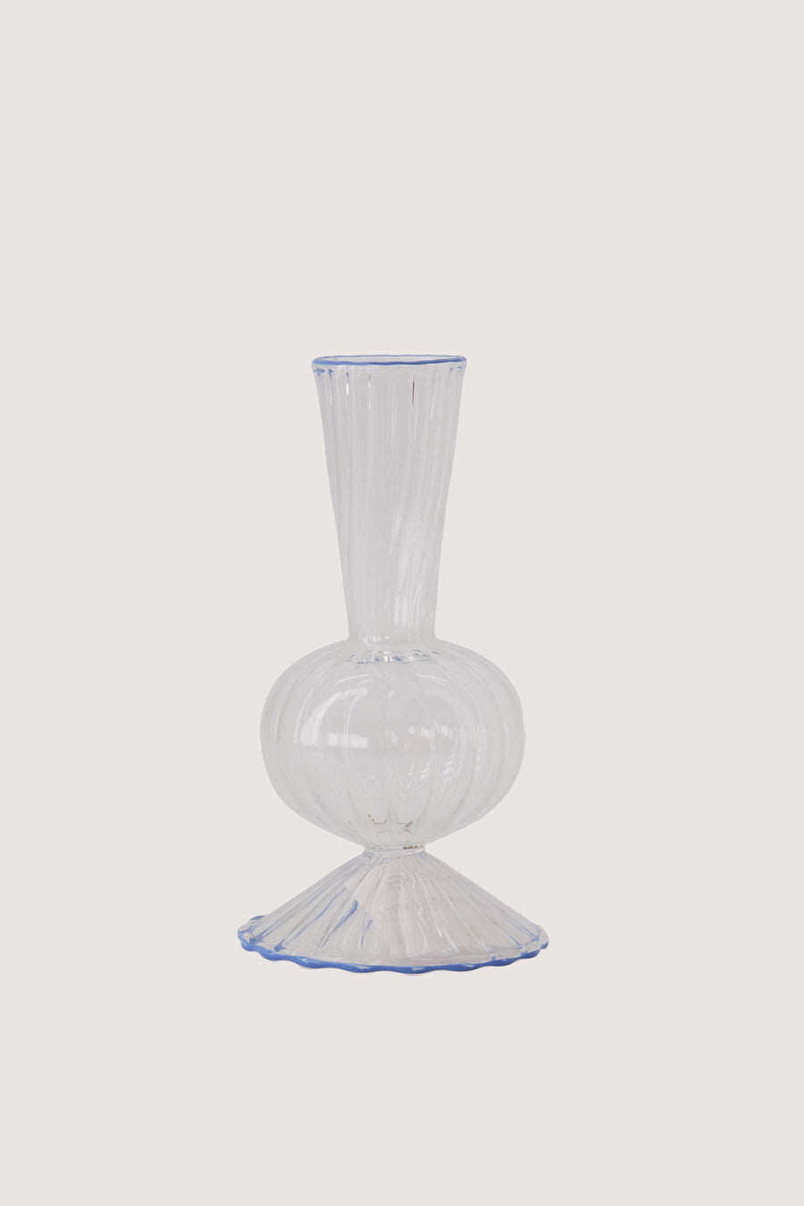 Vase Glas geriffelt | transparent  / blau