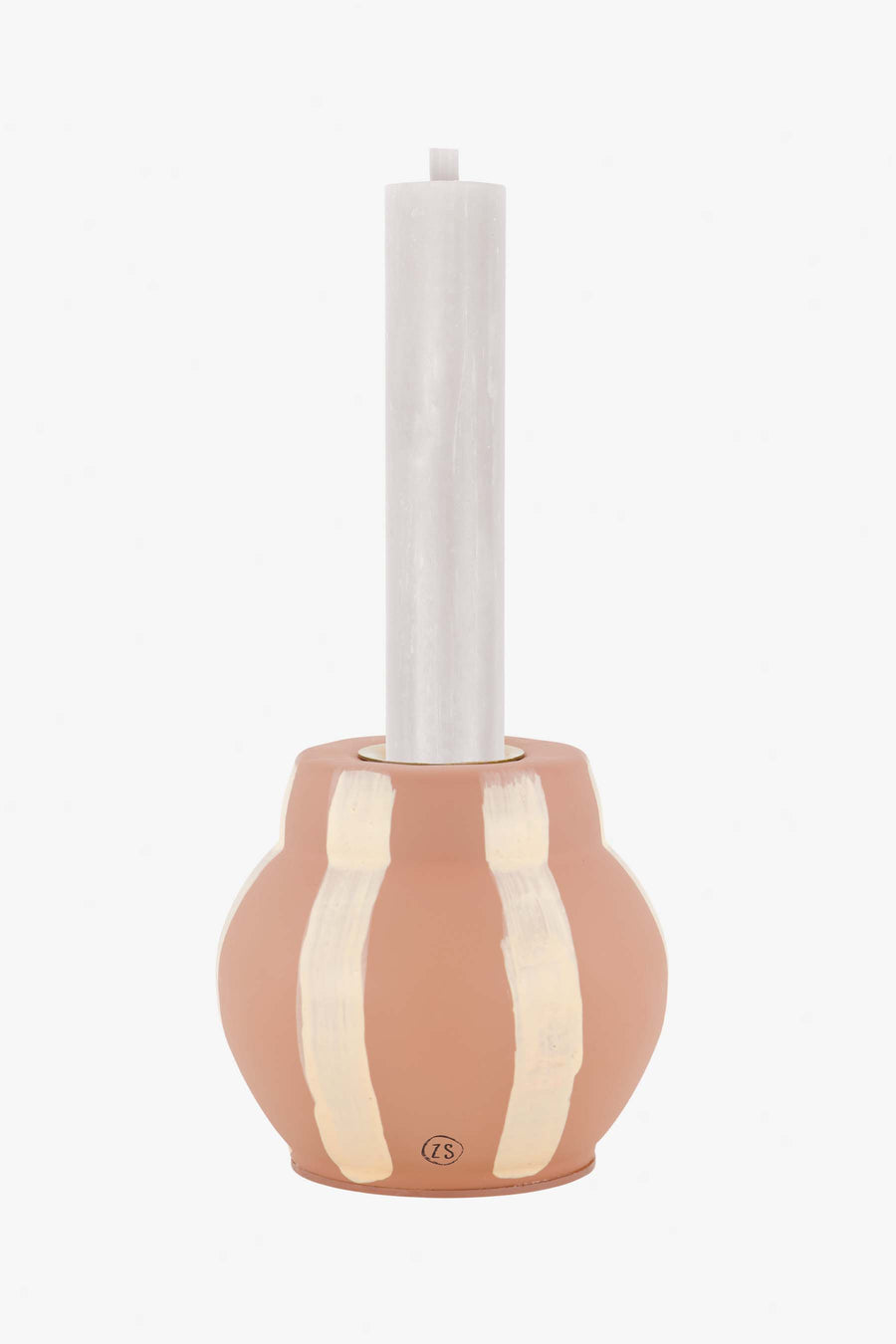 Glas-Kerzenhalter mit Streifen | Sand