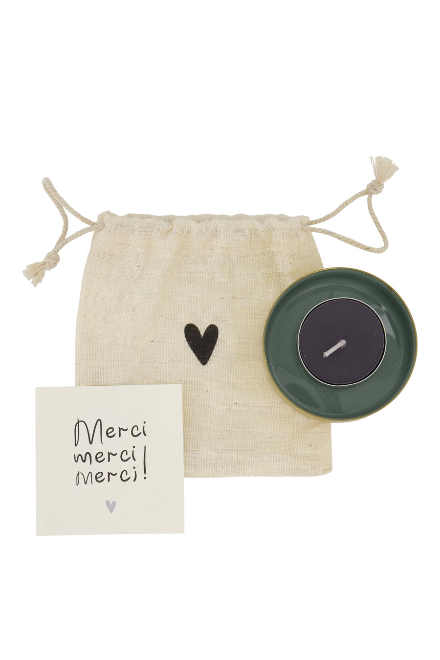 Teelichthalter Metall im Beutel | grau-blau / gold