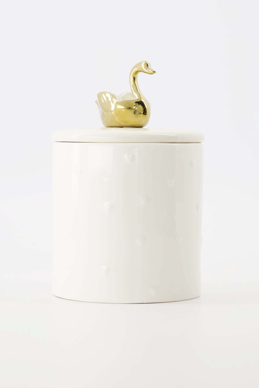 geurkaars keramiek met deksel L zwaan wit/goud | wit / goud