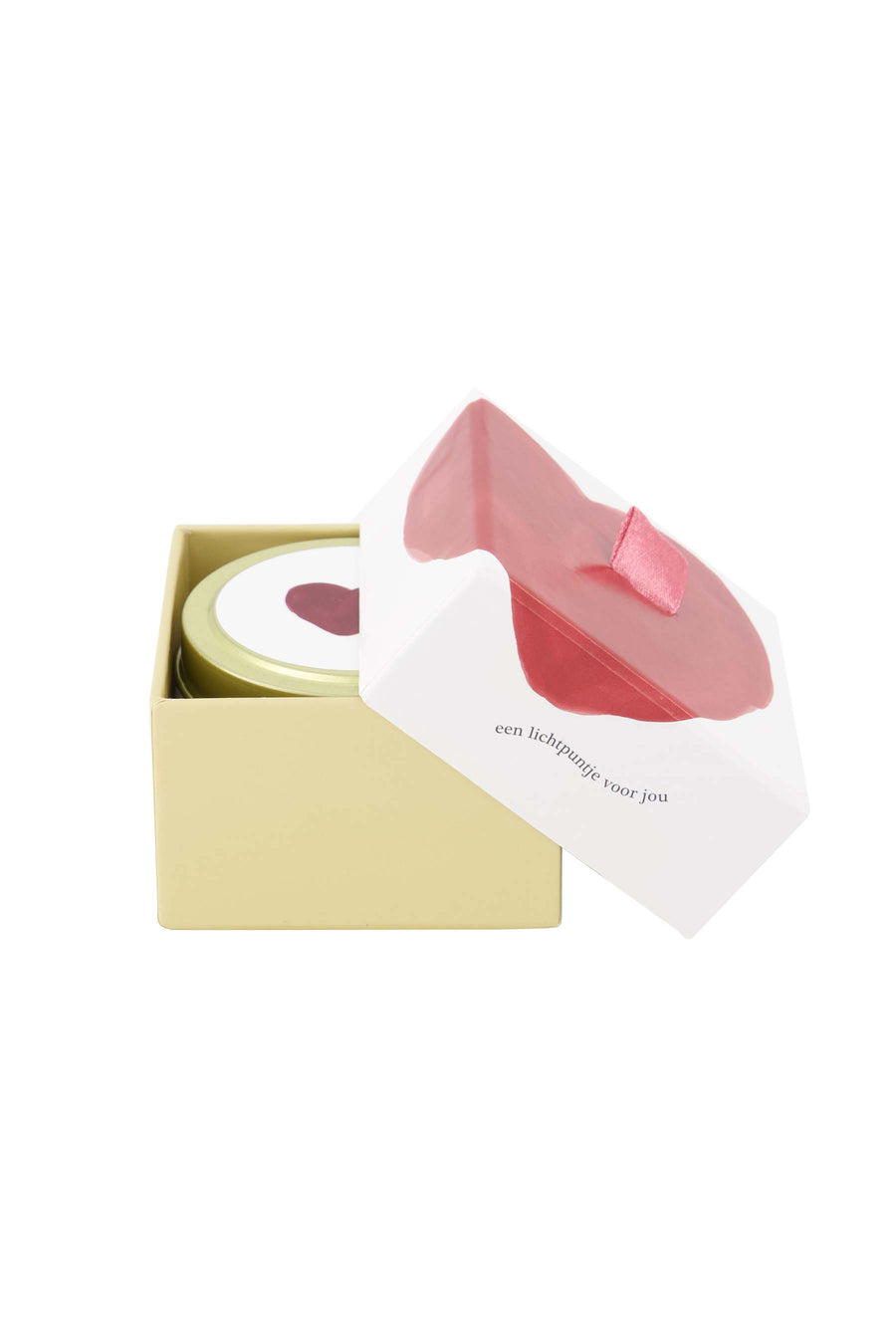 Duftkerze Dose in Box hell | weiß / rot