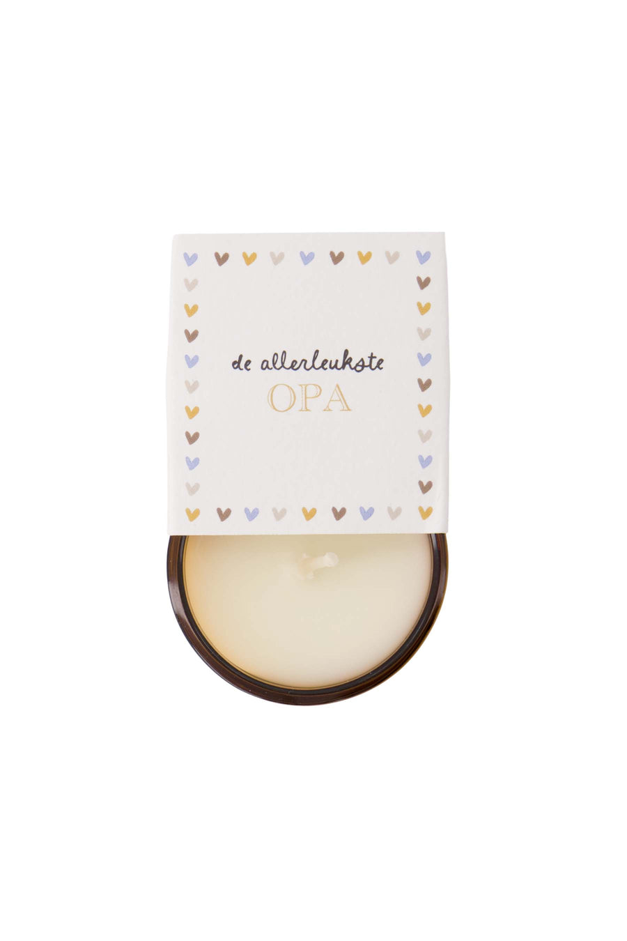geurkaarsje in wikkel de allerliefste opa | oker / wit