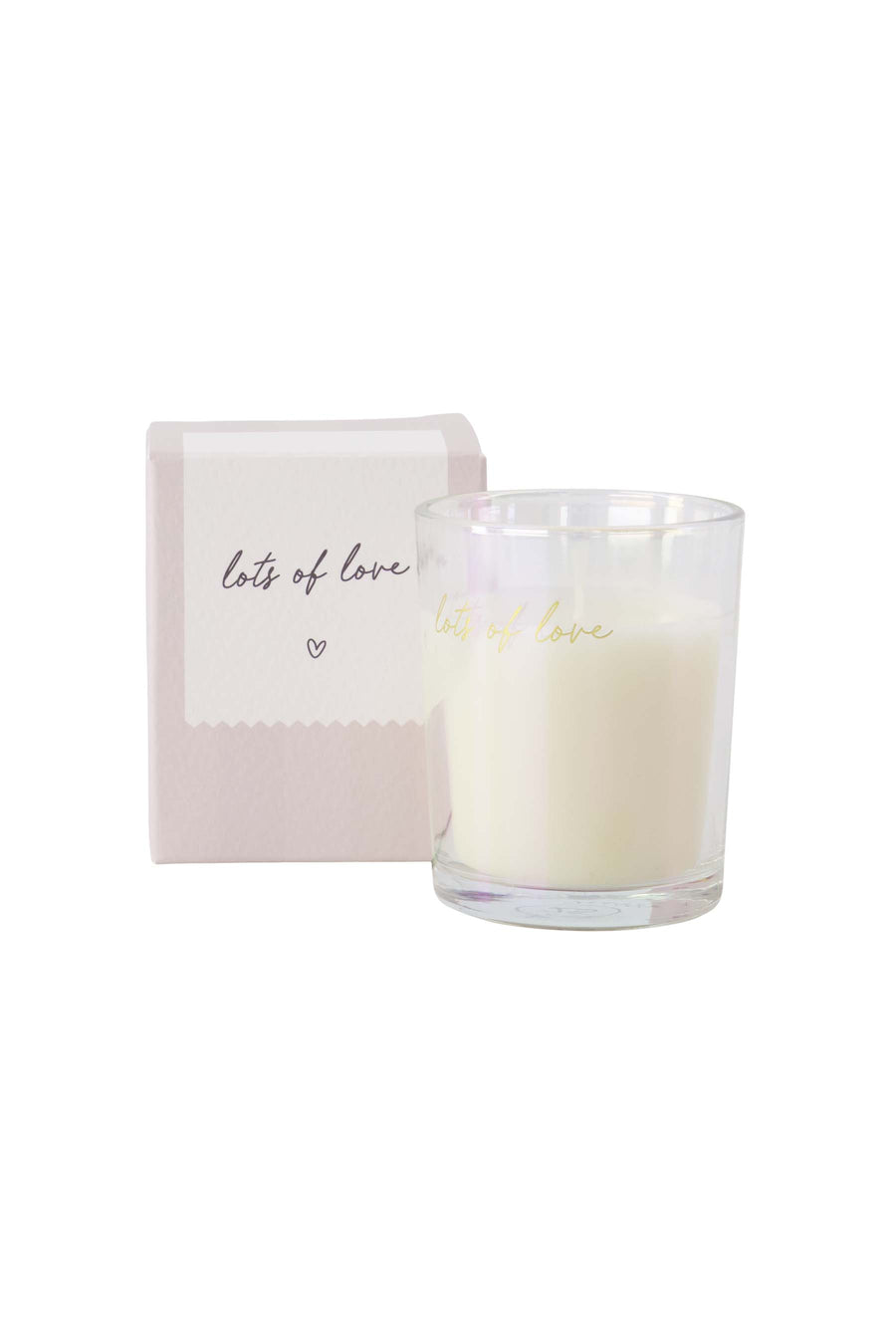 geurkaars glas in doosje lots of love | wit / goud / zand
