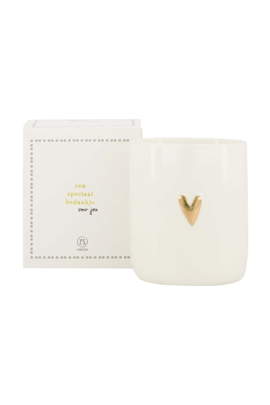 Keramik-Duftkerze in Dose Dankeschön weiß/gold/graublau | weiß/gold/graublau