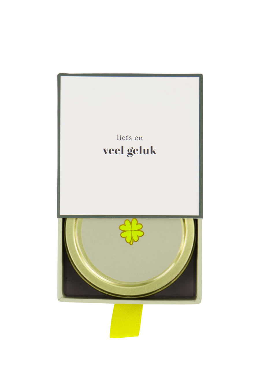 Duftkerze Dose in Schiebeschachtel Glücksklee weiß/grün | weiß/grün