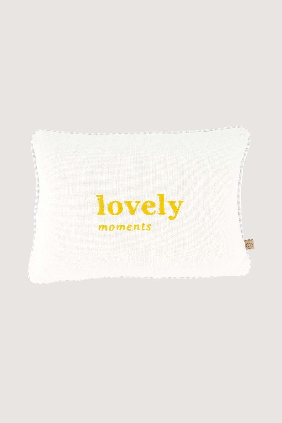 Kissen Lovely Moments mit farbiger Paspelierung 35 x 25 cm | Off-White