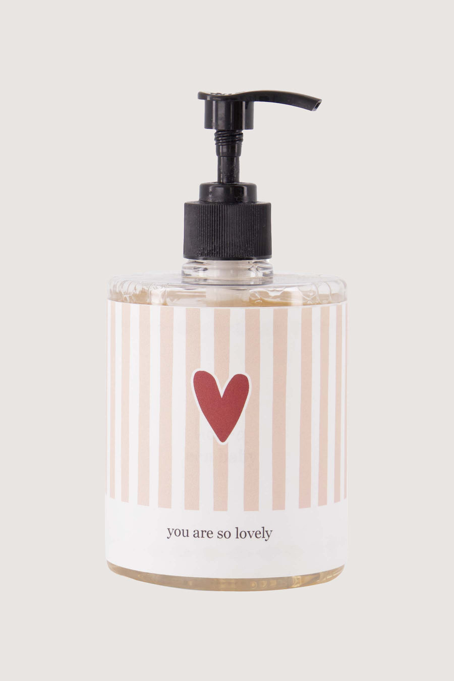 handzeep 500ml streep hartje you are so lovely | wit / roze / rood