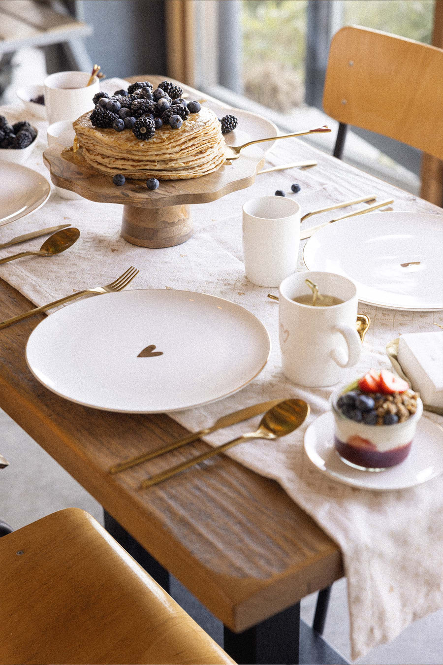 Essteller Herz | weiß / gold