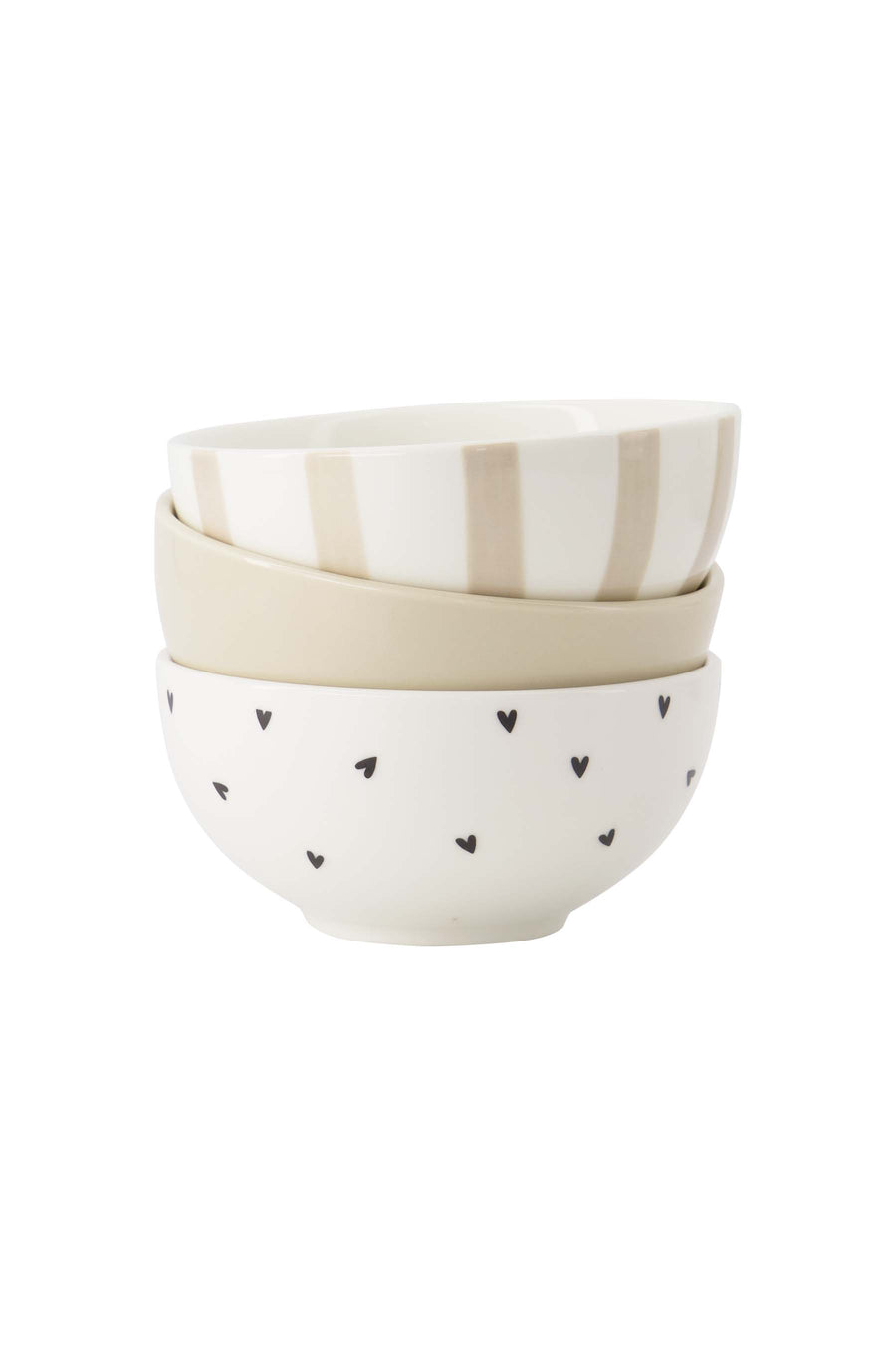 Set van 3 kommetjes | wit / zand / antracietgrijs