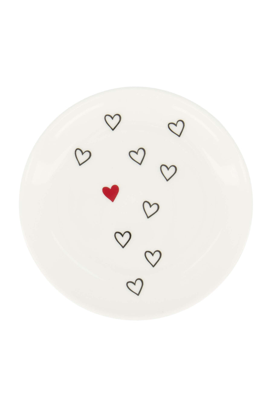 Untertasse Herzen weiß/schwarz/port | weiß/schwarz/port