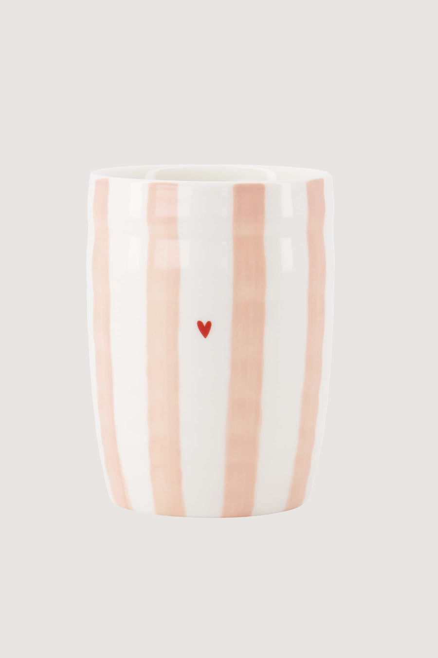Kaffeetasse mit Streifen und Herz | weiß / rosa / rot