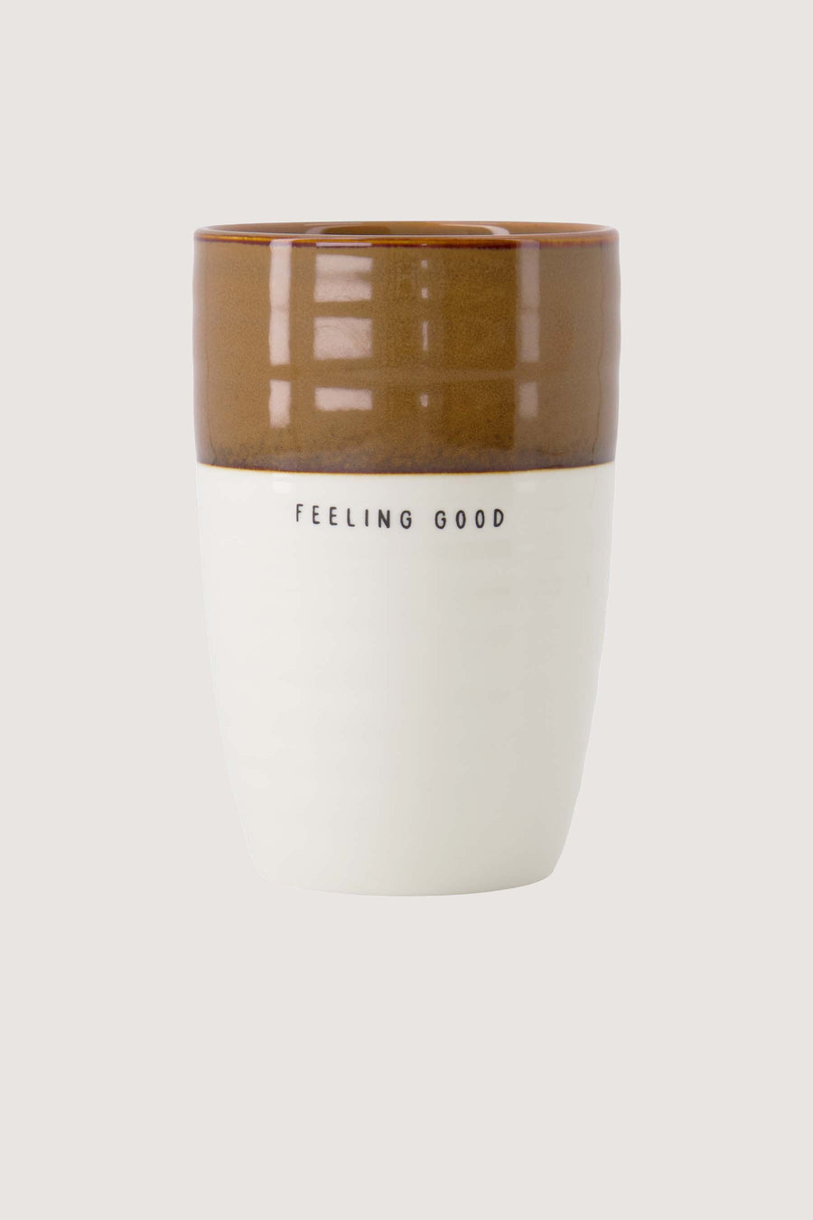 Becher L „Feeling Good“ | weiß/braun