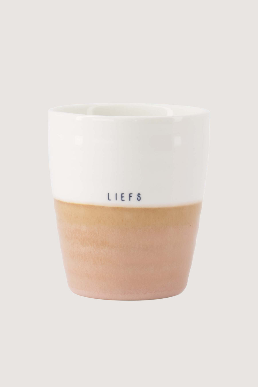 Kaffeetasse „Liefs“ | weiß/rosa