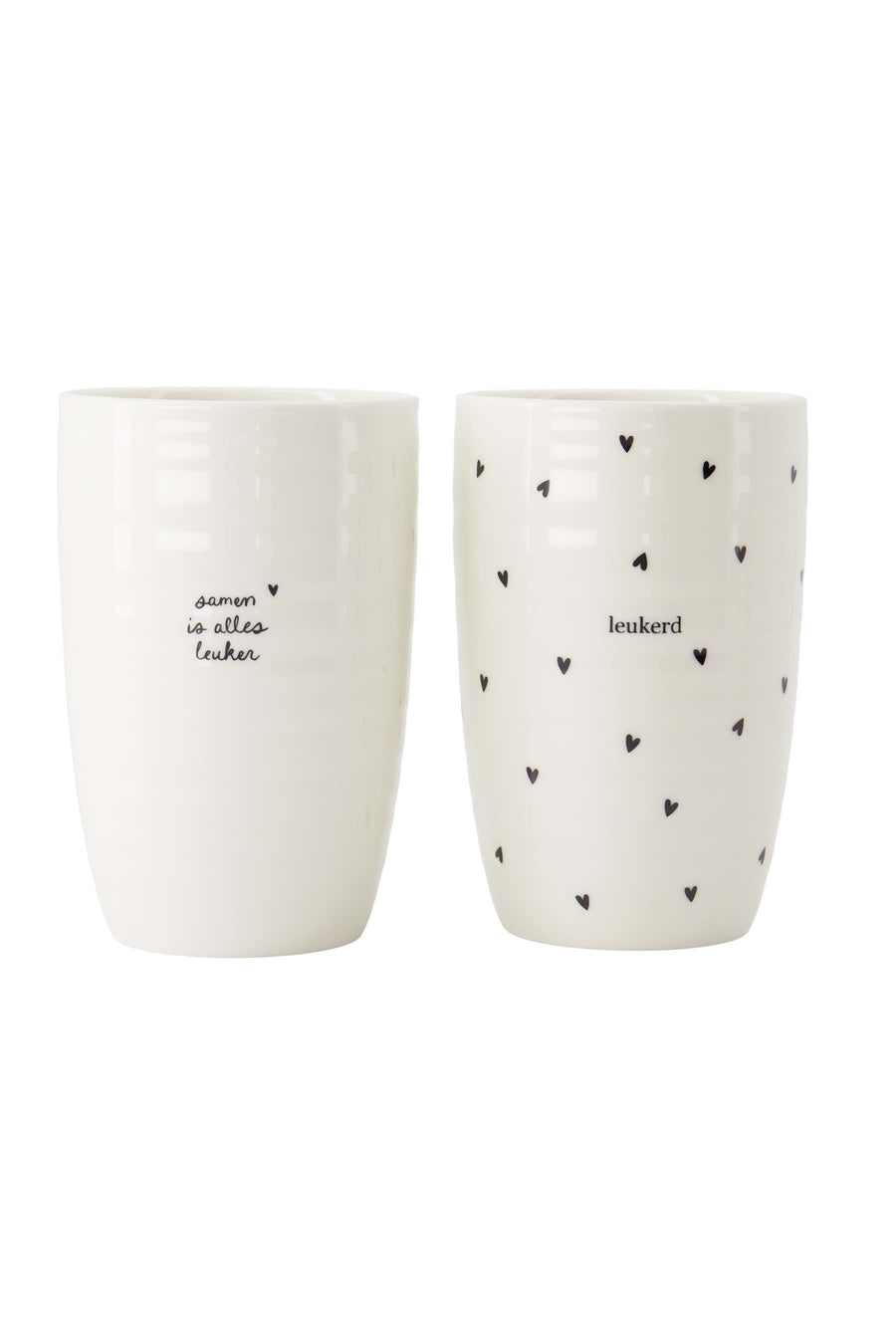 set van 2 mokken L samen is alles leuker/leukerd | wit / zwart / antracietgrijs
