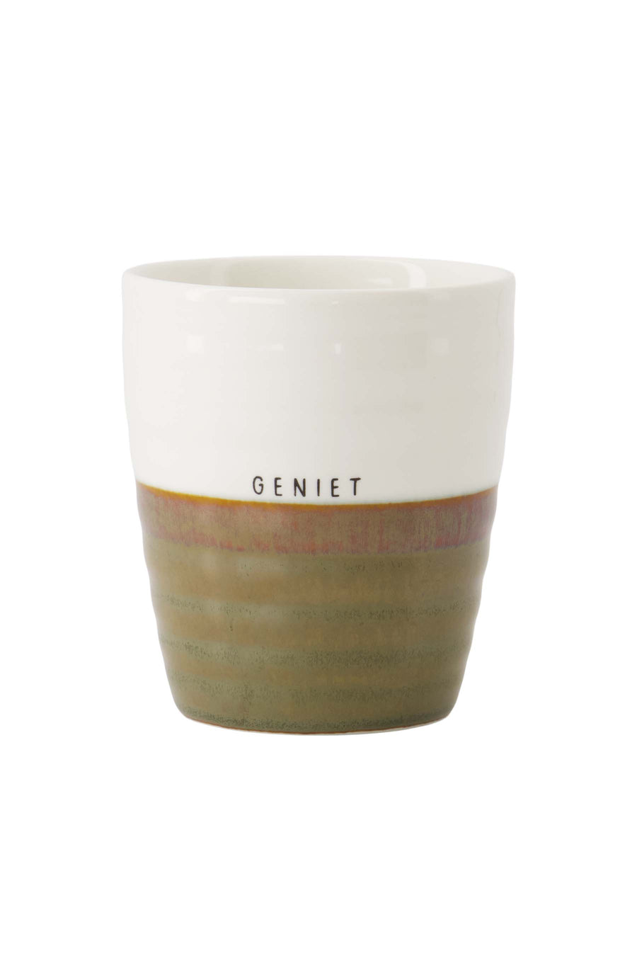 Kaffeebecher geheftet weiß/dunkelgrün | weiß/dunkelgrün