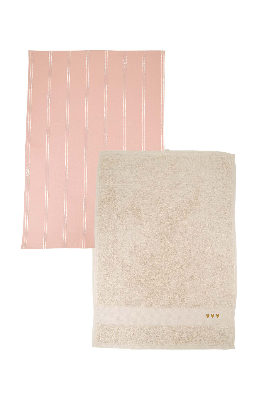 Küchenset Streifen Herzen | mehrfarbig / sandfarben