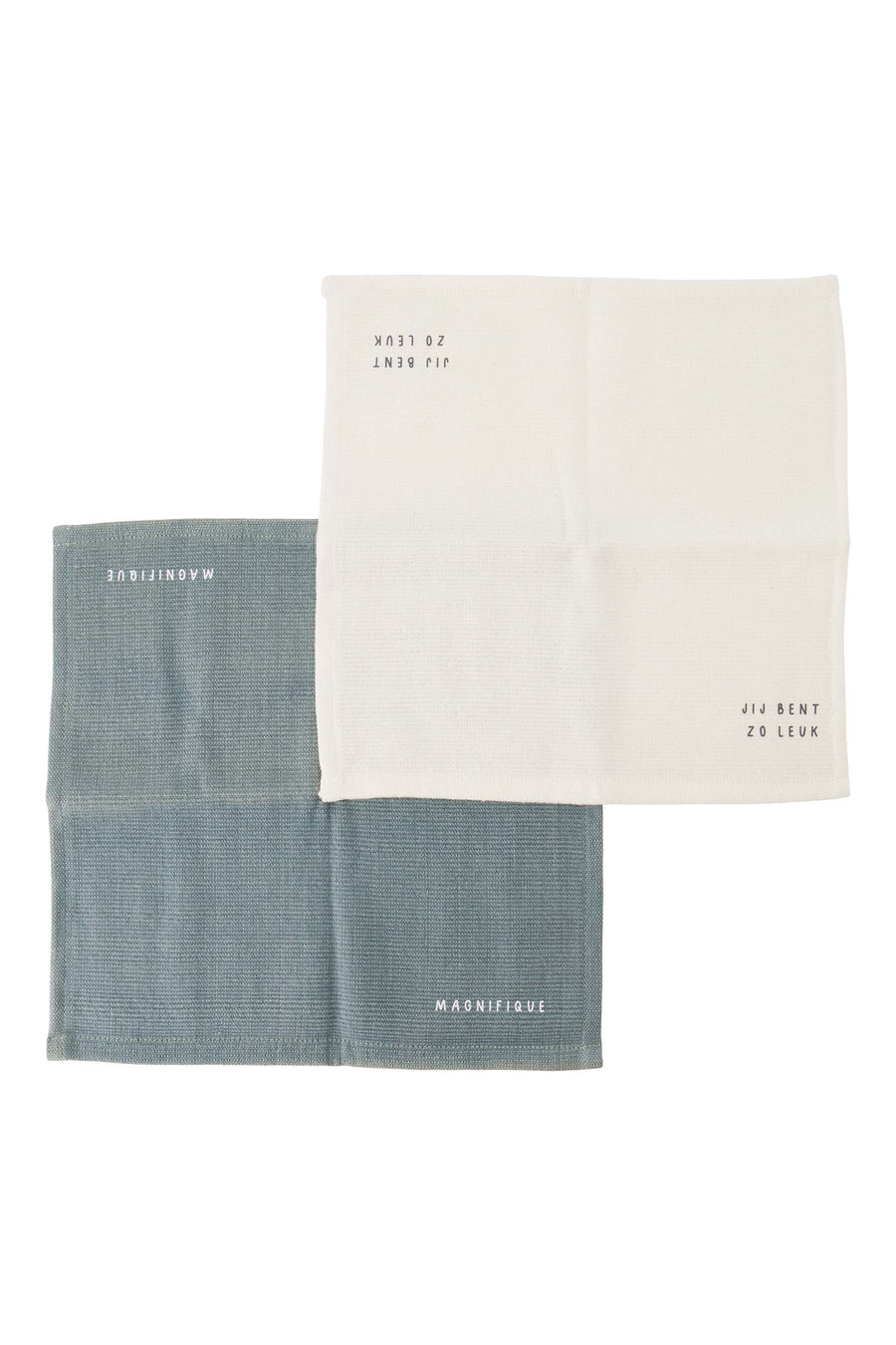 2er Set Geschirrtücher so süß weiß/grau-blau | weiß/grau-blau
