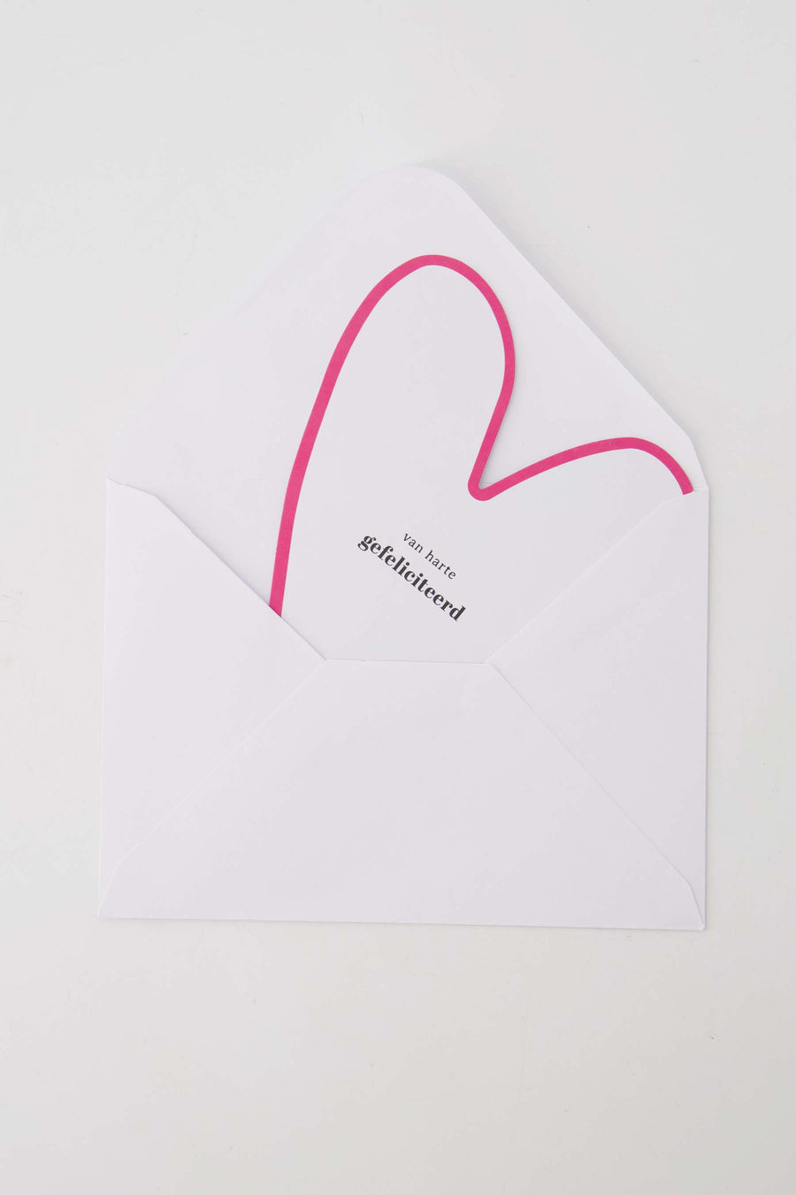 wenskaart hartje gefeliciteerd wit/roze | wit / roze
