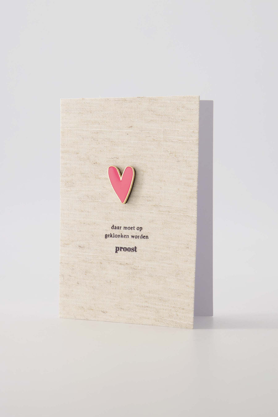 wenskaart magneet hartje linnen/roze | linnen / roze