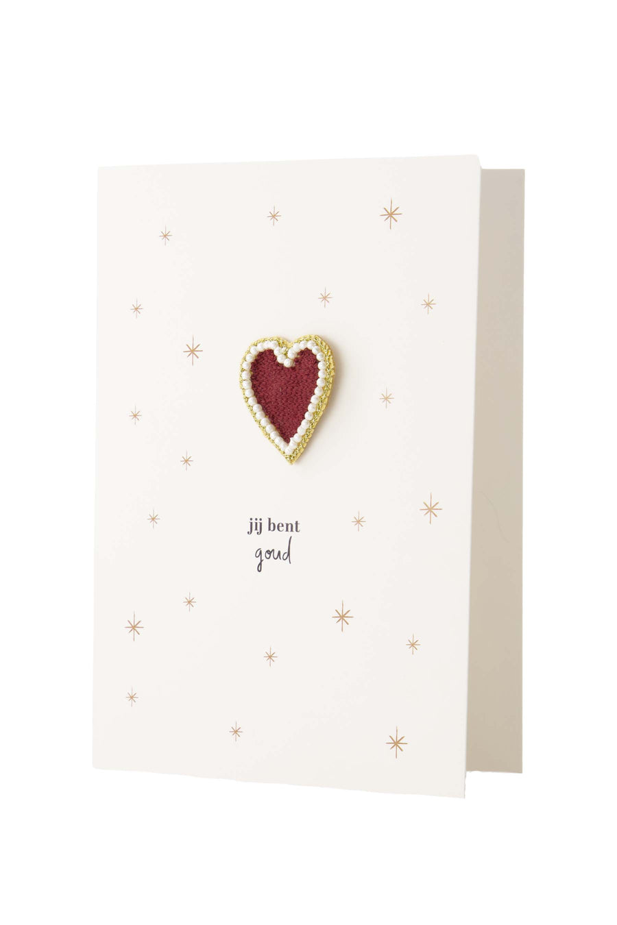 Wunschkarte Brosche Herz du bist Gold weiß/gold/rot | weiß/gold/rot