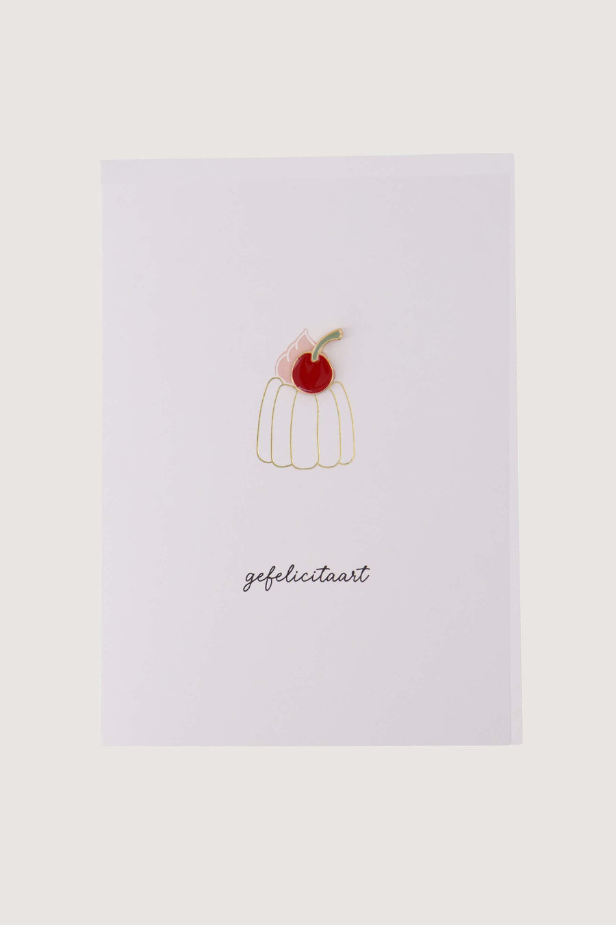 wenskaart broche gefelicitaart | wit / roze / rood