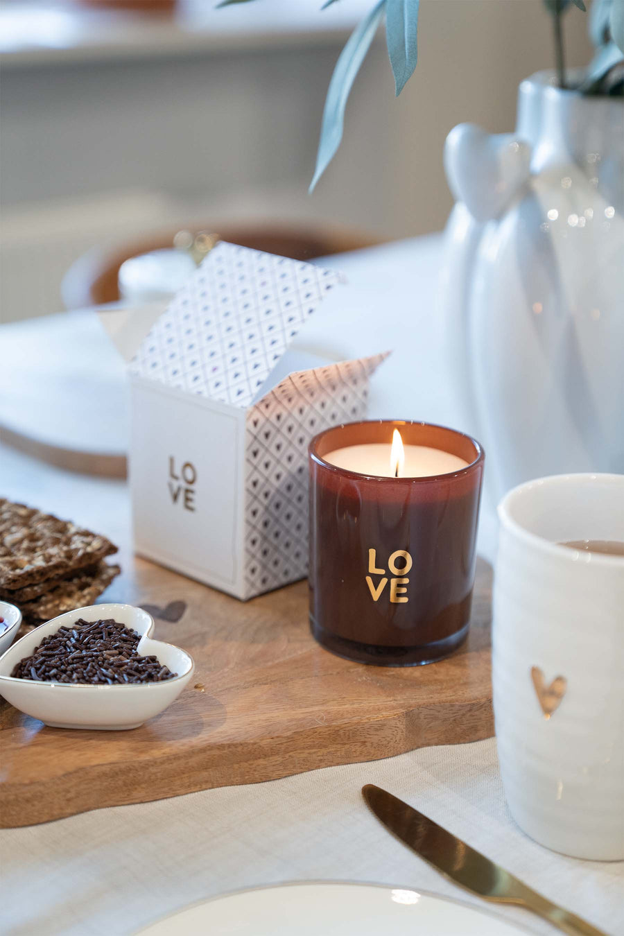 Duftkerze Glas in Box Liebe braun | braun