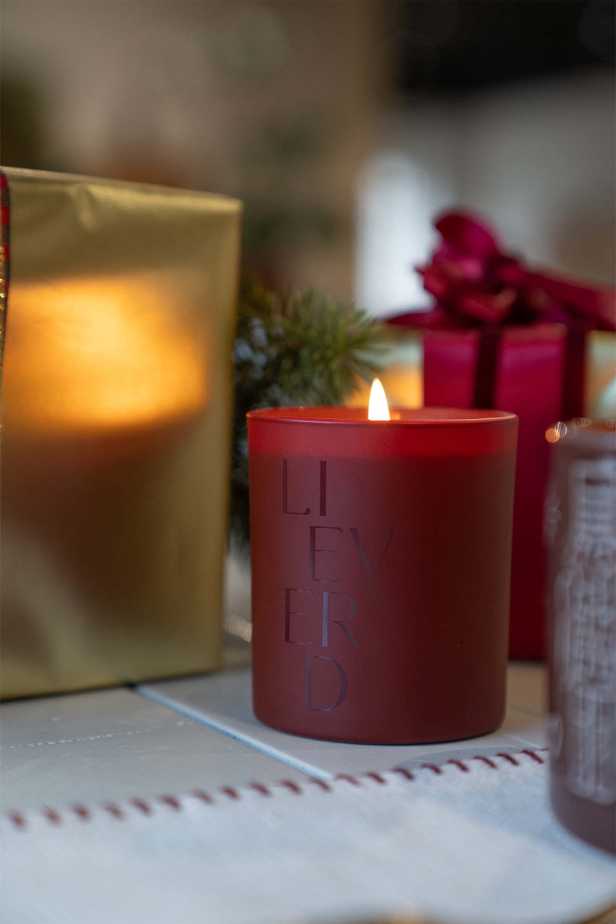 Duftkerze Glas in Box Sweetheart weiß/dunkelrot | weiß/dunkelrot