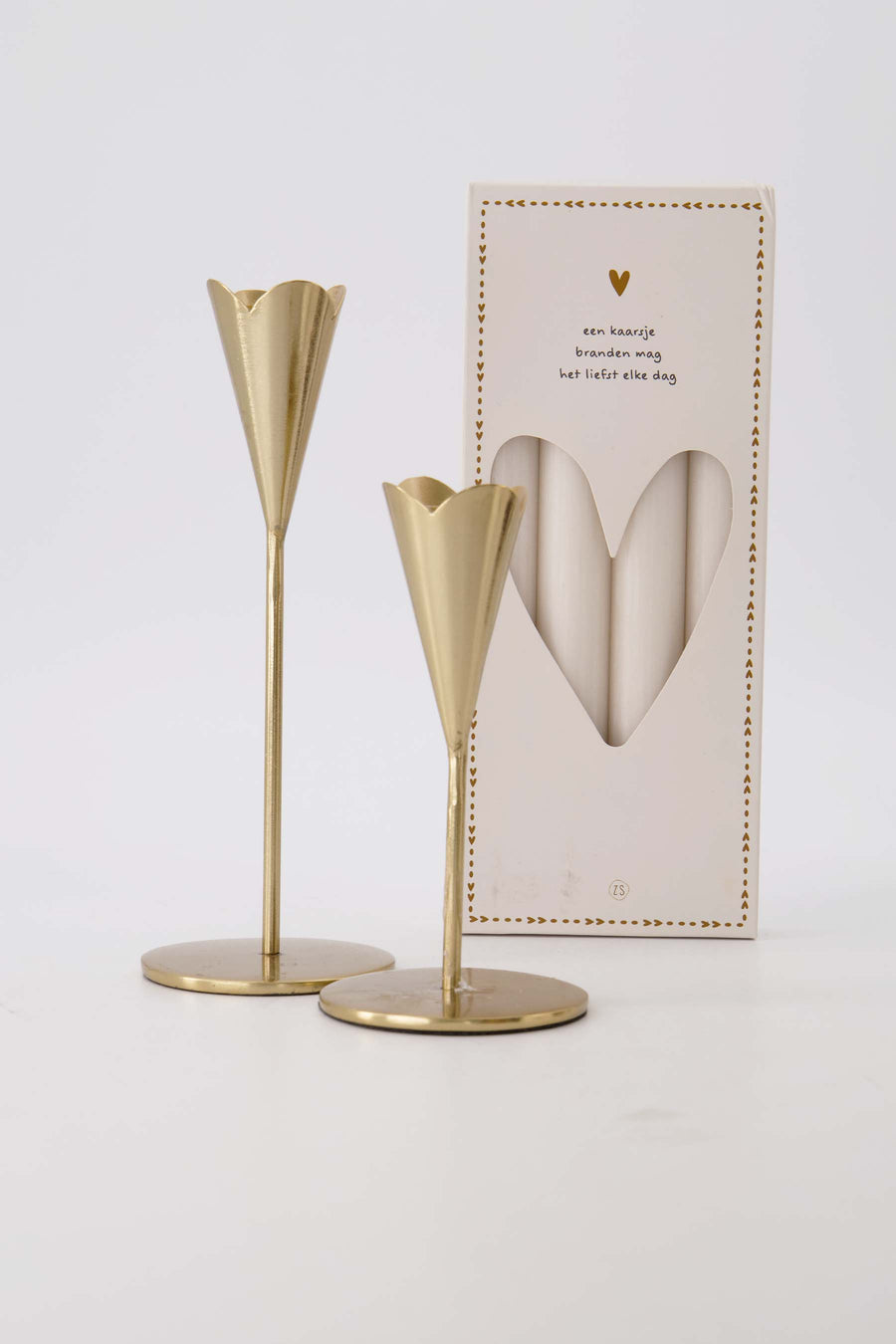 Atmosphärisches Set Kerzenleuchter Herz Gold