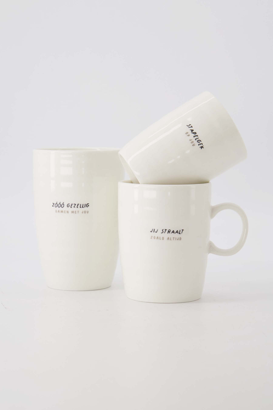 3er-Set Becher weiß/schwarz