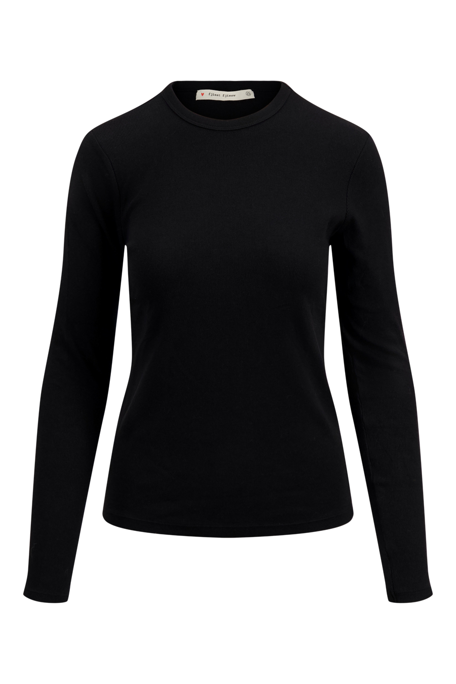 Basic-Ripp-Rundhals-Top mit Stretch | schwarz