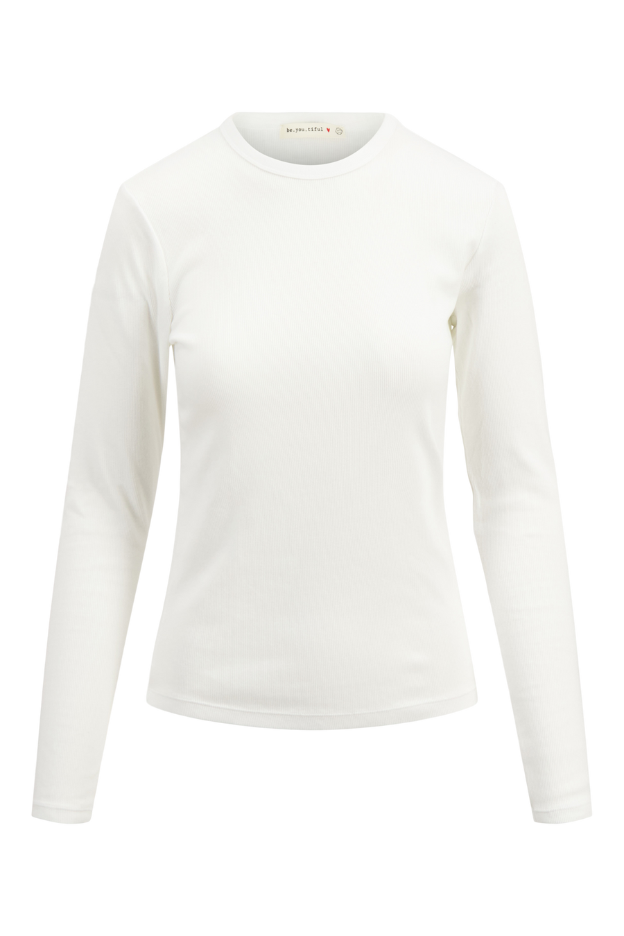 Basic-Ripp-Rundhals-Top mit Stretch | off white