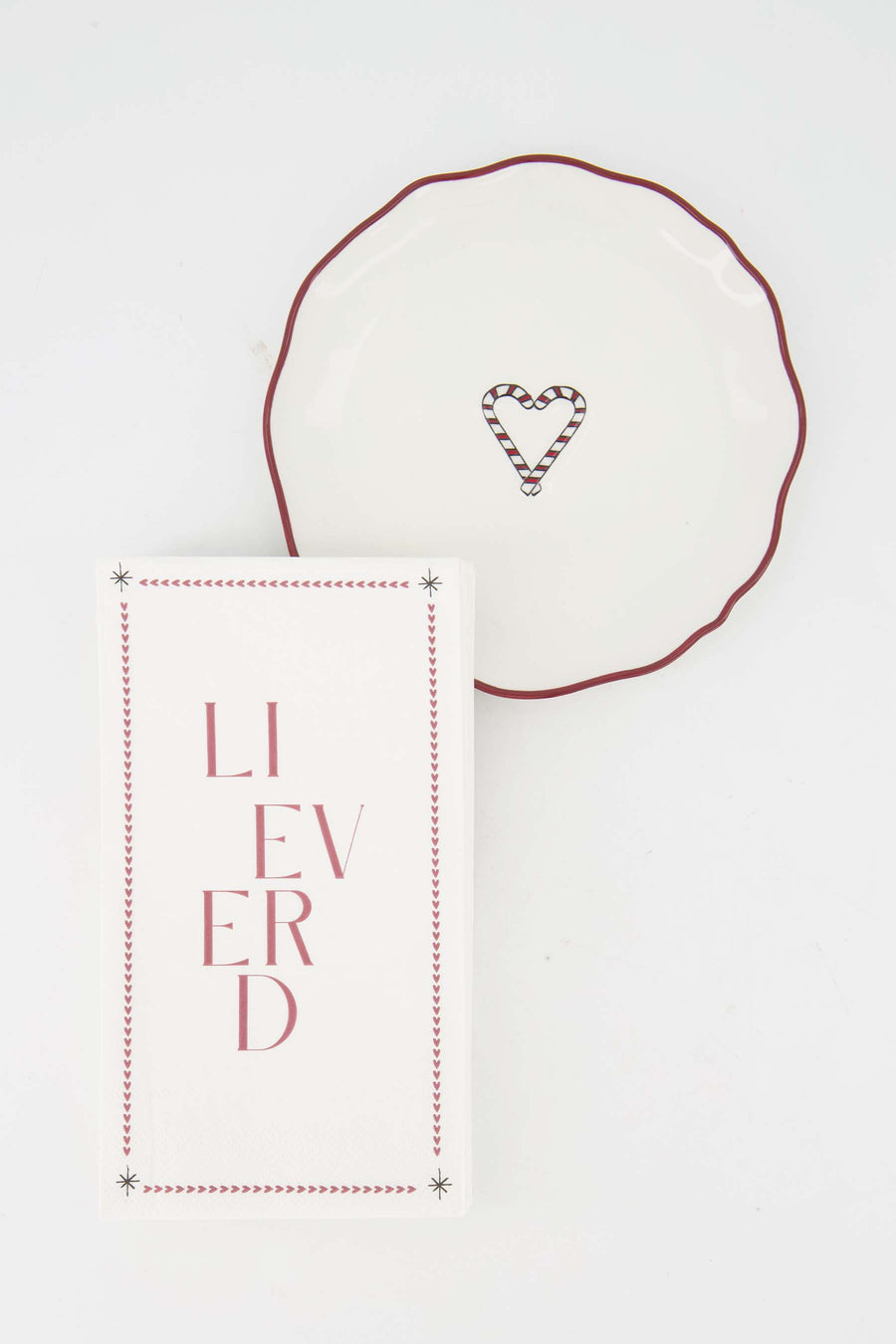 Serveer Set Lieverd Wit/Donkerrood