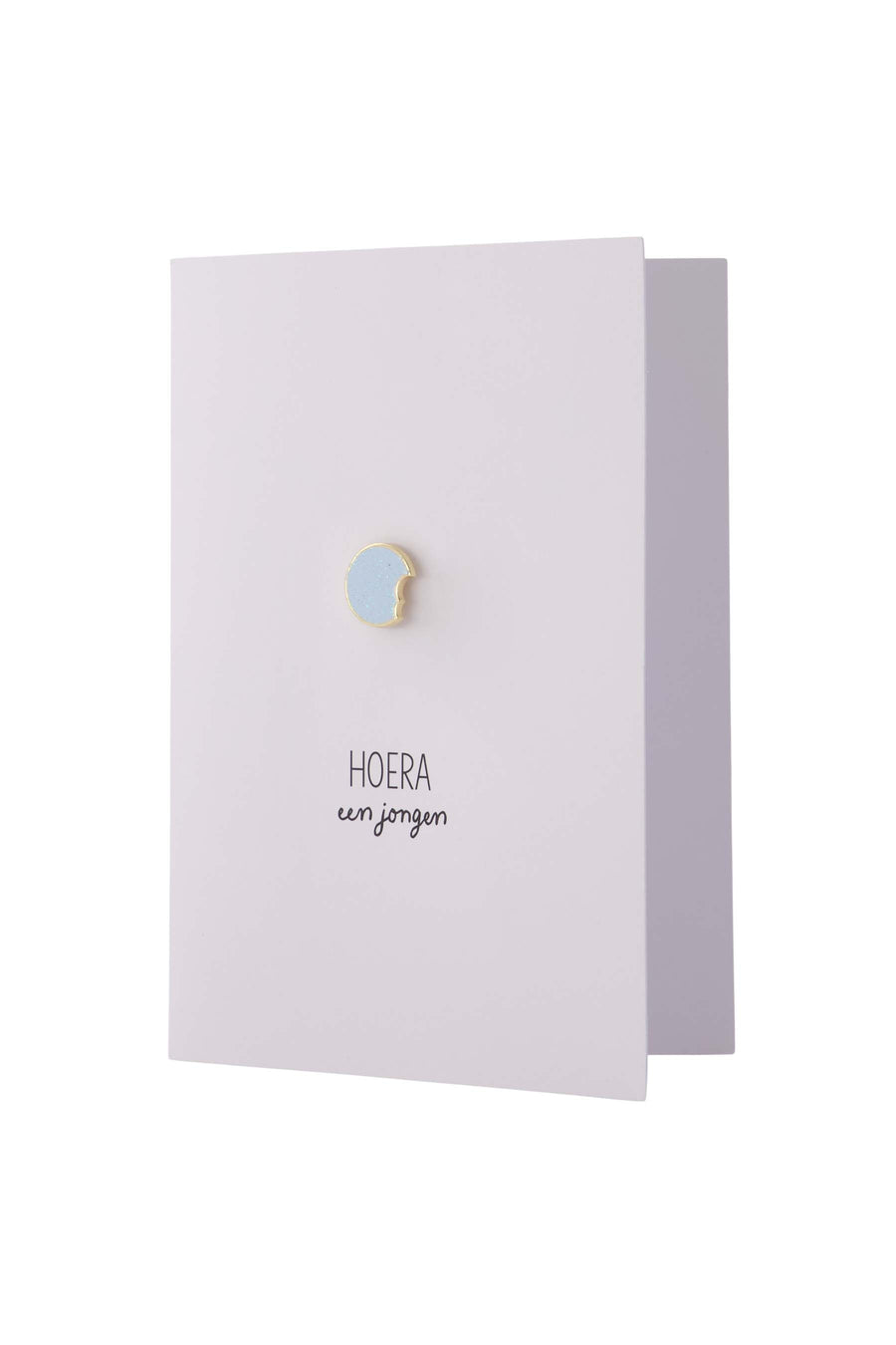 Wunschkarte Hurra ein Junge Brosche | blau / weiß